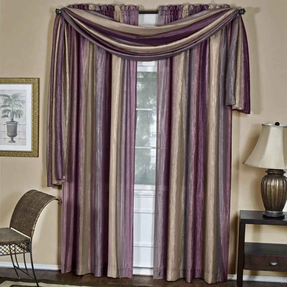 Achim Home Furnishing: Ombre Aubergine Striped Modern Window Curtain Panel : 50